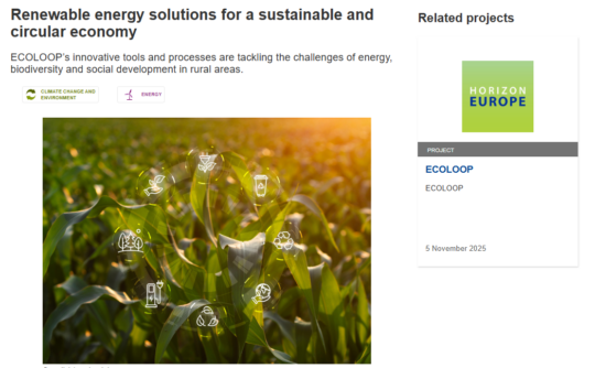 ECOLOOP Featured by CORDIS EU